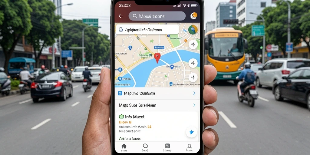 Antarmuka pengguna SE328 yang menampilkan kondisi lalu lintas terkini.