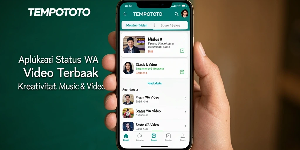 Antarmuka TEMPOTOTO menampilkan berbagai pilihan video musik menarik.