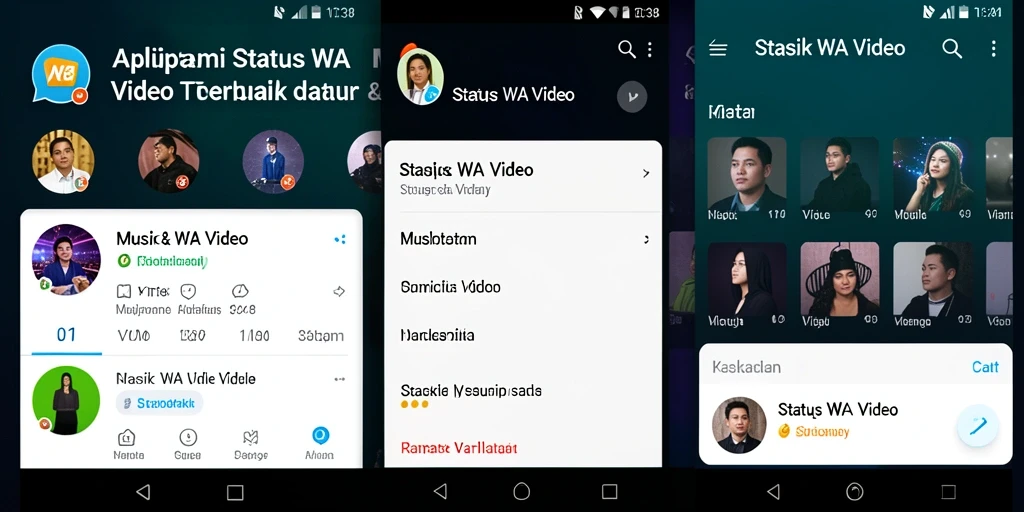 Antarmuka VT38 menampilkan koleksi video status yang menarik dan mudah diakses.