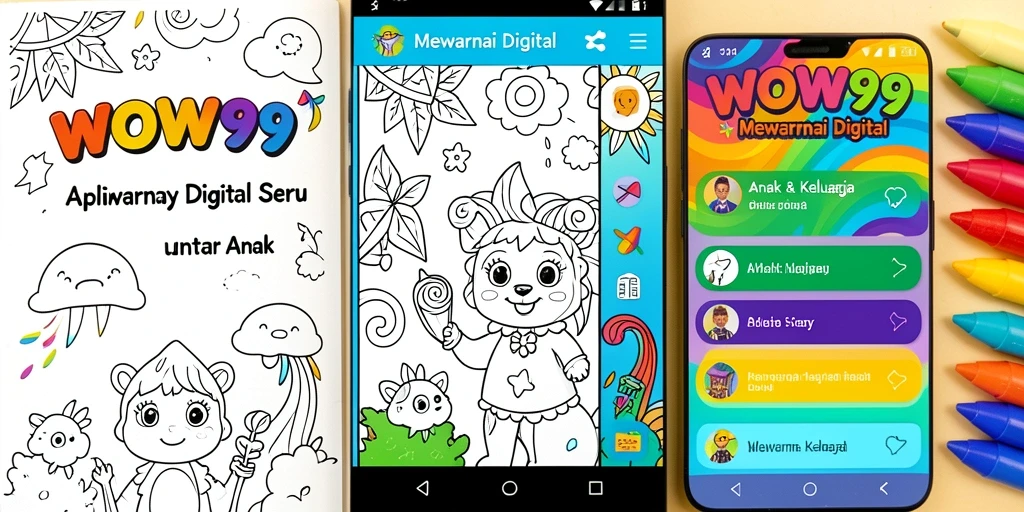 Tampilan antarmuka WOW99 yang penuh warna dan interaktif untuk mewarnai.